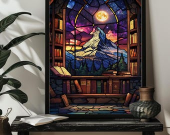 Stained Glass Night Court Book Jigsaw Puzzle for Adults,300/500/1000 Wood Bookshelf Puzzle,Bookish Home Decor, Fantasy Book Reader Gift