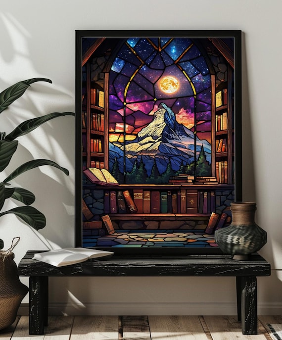 Stained Glass Night Court Book Jigsaw Puzzle for Adults,300/500/1000 Wood Bookshelf Puzzle,Bookish Home Decor, Fantasy Book Reader Gift