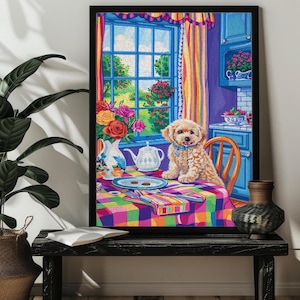 Rompecabezas retro de cocina y perro, 300/500/1000 piezas para amantes de los perros, arte mural de bodegón para el comedor, regalo para mamá y papá, arte de granja.