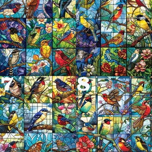 Personalized 500，1000 Stained Glass Birds Jigsaw Puzzle Bird Lover Gift Photo Puzzles 200,300 Piece Wooden Picture Puzzle Gift For Mom/Dad image 3