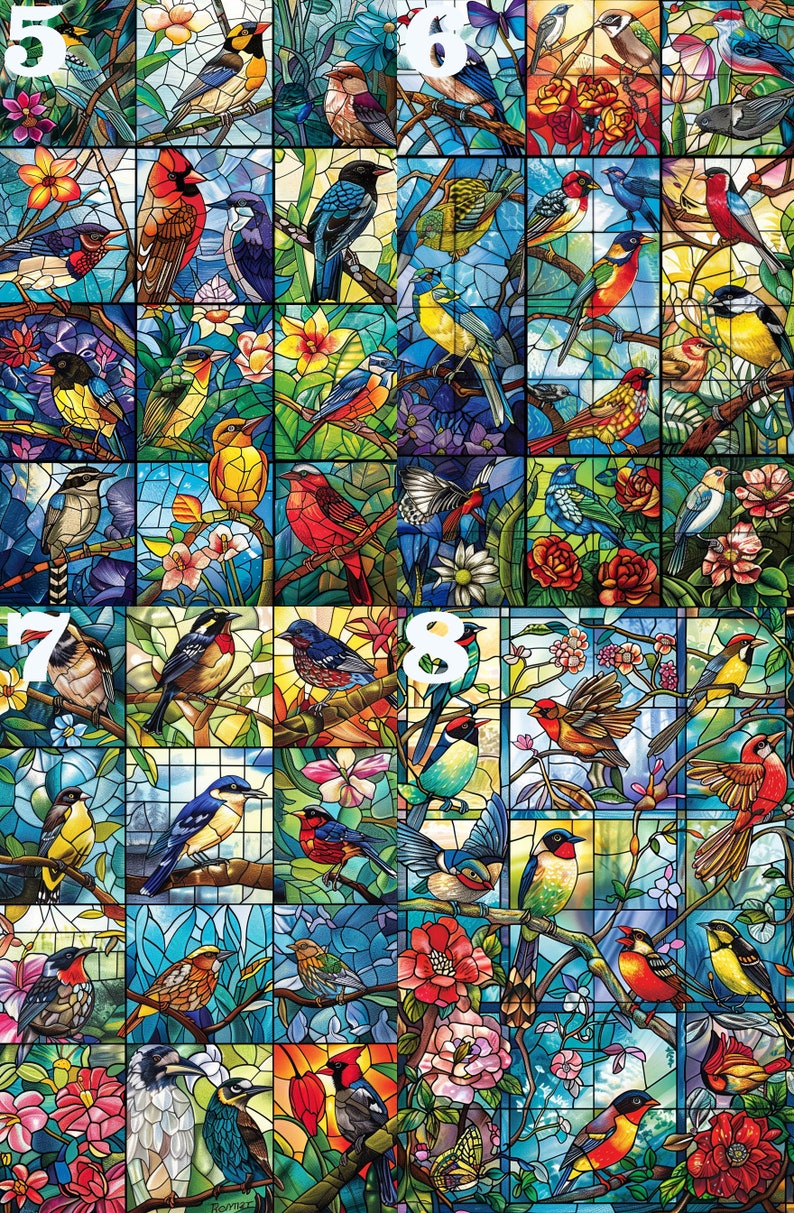 Personalized 500，1000 Stained Glass Birds Jigsaw Puzzle Bird Lover Gift Photo Puzzles 200,300 Piece Wooden Picture Puzzle Gift For Mom/Dad image 3
