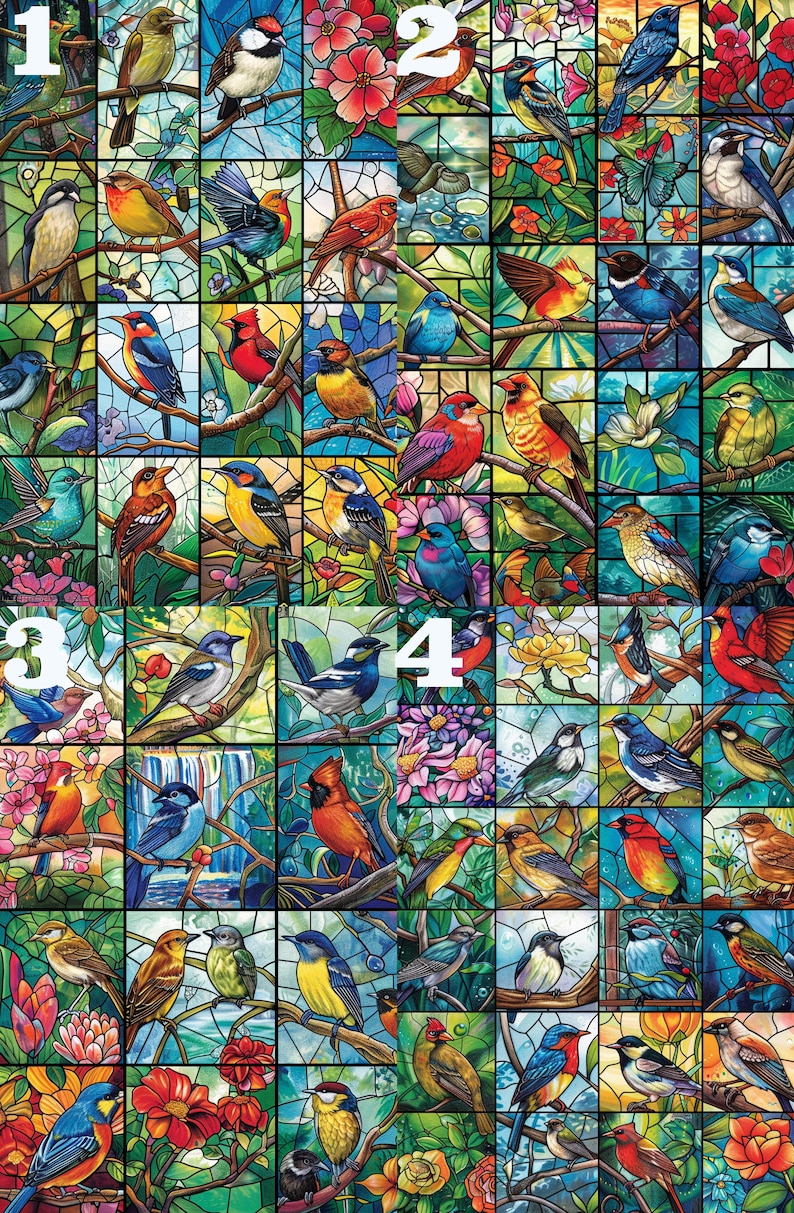 Personalized 500，1000 Stained Glass Birds Jigsaw Puzzle Bird Lover Gift Photo Puzzles 200,300 Piece Wooden Picture Puzzle Gift For Mom/Dad image 2
