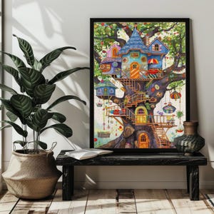 Fantasy Tree House Jigsaw Puzzle Abstract Whimsical Landscape Puzzles ...
