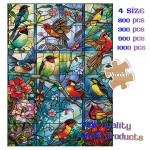 Personalized 500，1000 Stained Glass Birds Jigsaw Puzzle Bird Lover Gift Photo Puzzles 200,300 Piece Wooden Picture Puzzle Gift For Mom/Dad image 6