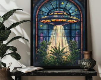 Glasmalerei-UFO-Puzzle 200/300/500/1000 UFO-Raumschiff-Puzzles, Kosmos-Kunst-Geschenk ， Alien UFO-Raumdekor ， Geburtstagsgeschenk für Kinder / Ihn