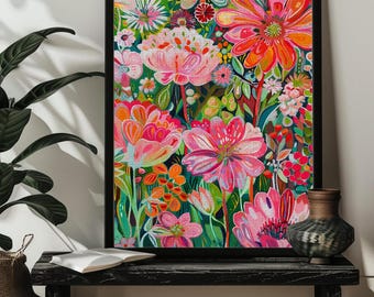 Abstract Floral Plant Jigsaw Puzzle for Adults 300/500/1000 Pieces Colorful Wildflowers Puzzles Wall Art,Flower Gift Birthday Gift for Mom