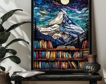 Stained Glass Night Court Book Jigsaw Puzzle for Adults,300/500/1000 Wood Bookshelf Puzzle,Bookish Home Decor, Fantasy Book Reader Gift