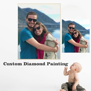 Pittura diamante personalizzata, ritratto fotografico personalizzato 5D pittura diamante per adulti, regalo di anniversario fai da te personalizzato per lei/lui, regalo per la mamma