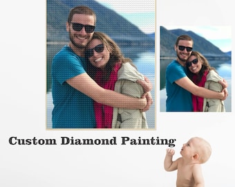 Custom Diamond Painting,Custom Photo Portrait 5D Diamond Painting for Adult,Personalized DIY Art Anniversary Gift for Her/Him,Mom Gift