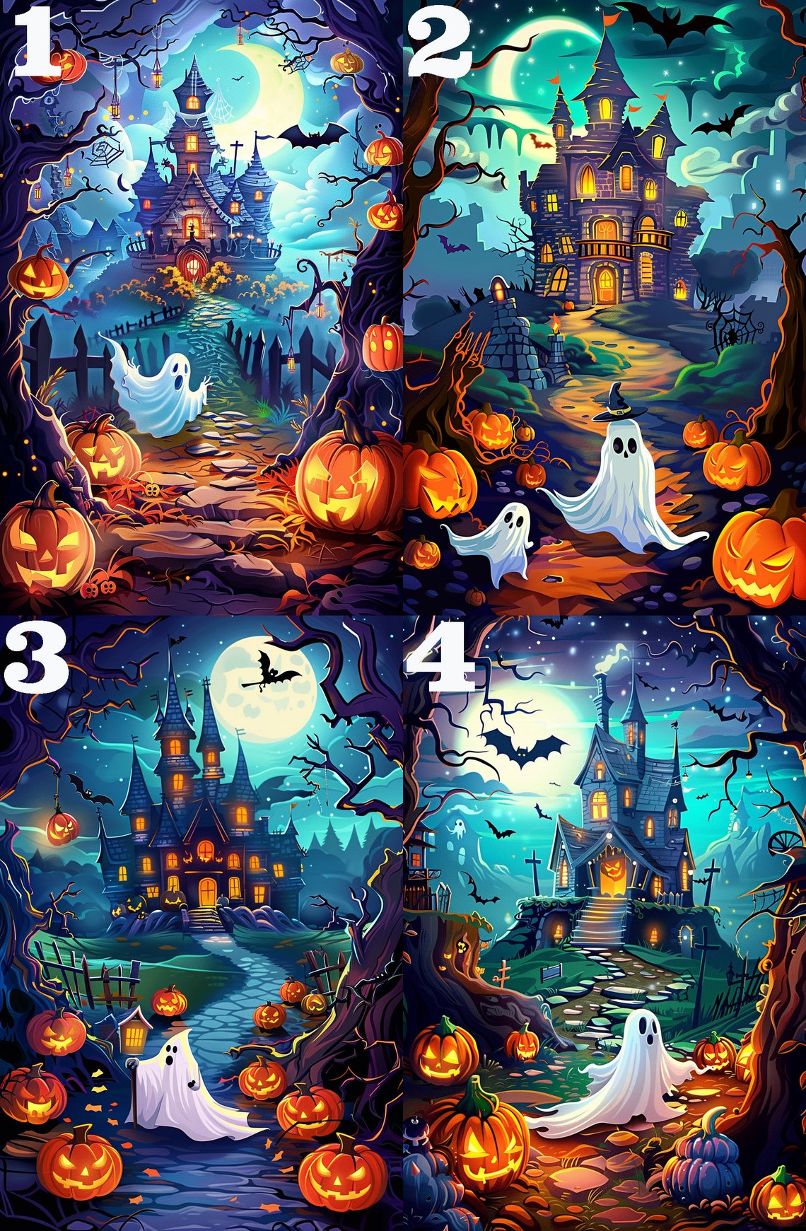 Halloween Stained Glass Gothic House Pumpkins Jigsaw Puzzle Art Gift ...