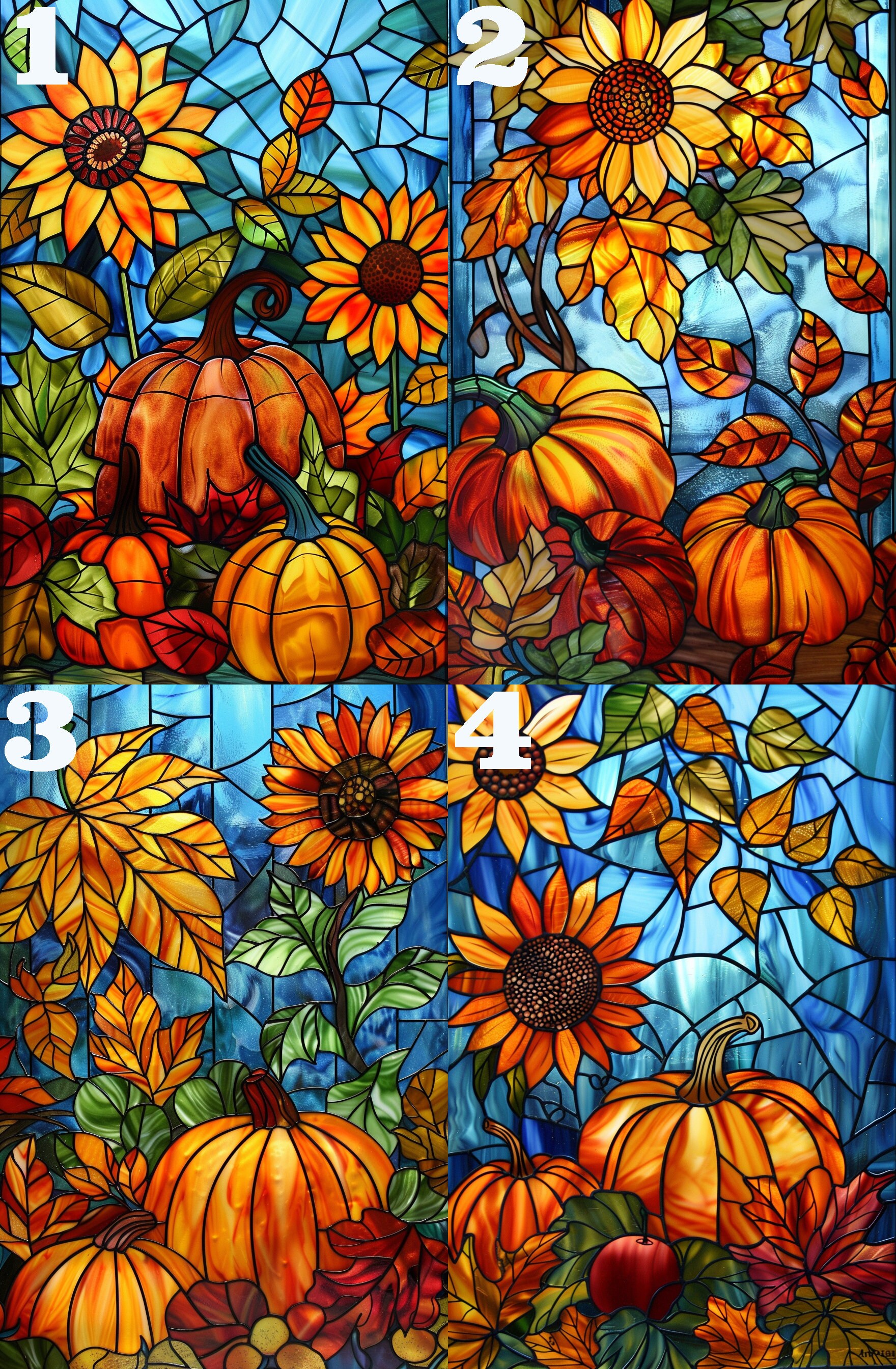 Buntglas-Puzzle 1000 Teile Halloween/Herbst – Rundes Kürbis-Sonnenblumen Motiv, 68 Cm Durchmesser, Für Erwachsene