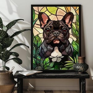 Stained Glass French Bulldog Jigsaw Puzzle for Adult French Bulldog Gift for Dad/Husband 1000 Piece Family Puzzles Colorful Dog Puzzle Art