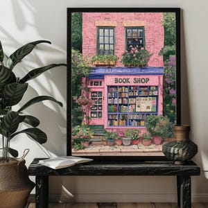 Pink Book Shop Jigsaw Puzzle,300/500/1000 Piece New York Reading Book Nook Puzzles,Bookstore Art,Book Lovers Gift, Book Worm Wall Art