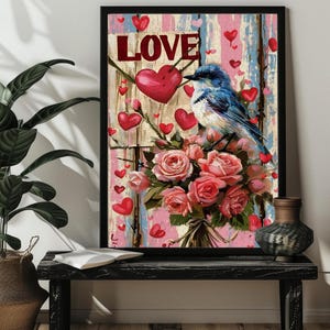 Quebra-cabeça de cartão de amor 300/500/1000 rosas de madeira coração para amantes quebra-cabeças, presente de aniversário pássaro decoração de casa presente de casamento de primavera para casal/ela