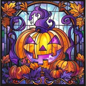 Zestawy do malowania diamentami witrażowymi dyniowymi AB Drill Halloween 5D DIY Diamond Art Kits Diamentowe kropki Prezent urodzinowy dla niego, prezent na Halloween