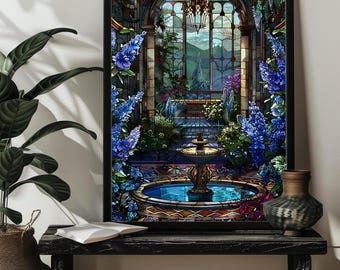 Stained Glass Lavender Delphiniums Jigsaw Puzzles for Adults,Flower Puzzles Art 300/500/1000 Wood Delphiniums Puzzle，Birthday Gift for Mom