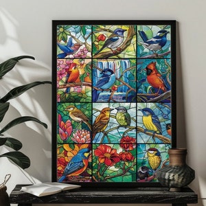 Personalized 500，1000 Stained Glass Birds Jigsaw Puzzle Bird Lover Gift Photo Puzzles 200,300 Piece Wooden Picture Puzzle Gift For Mom/Dad image 4
