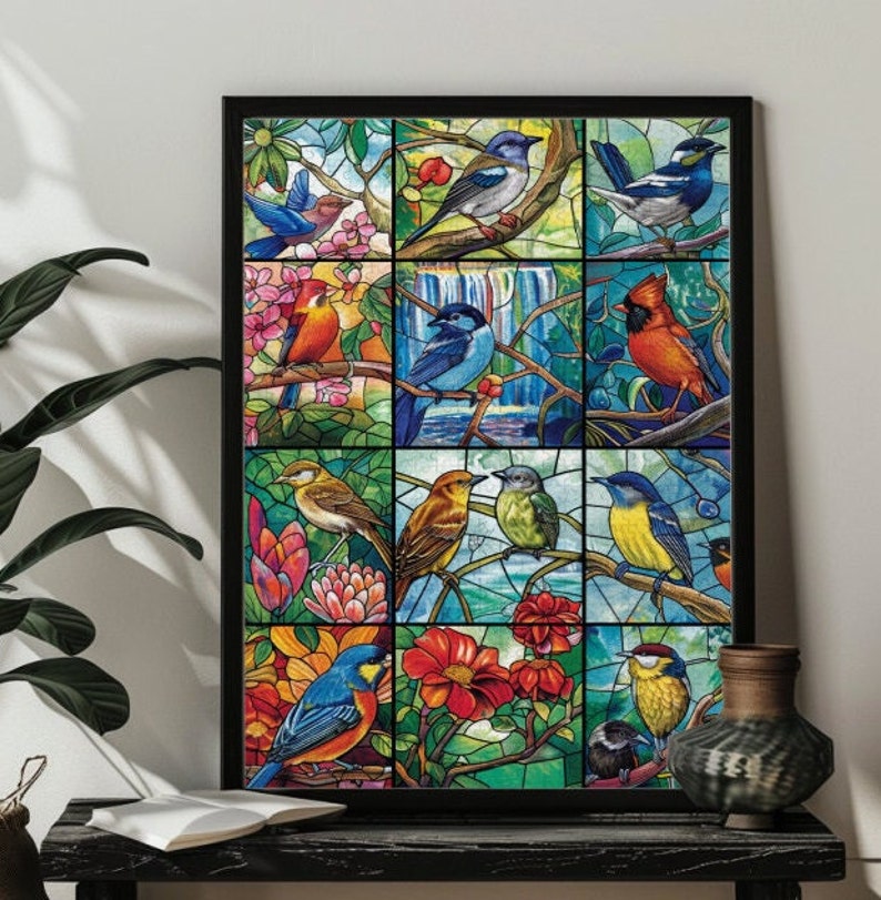 Personalized 500，1000 Stained Glass Birds Jigsaw Puzzle Bird Lover Gift Photo Puzzles 200,300 Piece Wooden Picture Puzzle Gift For Mom/Dad image 4
