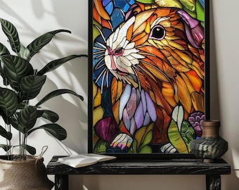 Rompecabezas de vitral de conejillo de indias, arte de rompecabezas de conejillo de indias, rompecabezas de madera de 500/1000 piezas, regalo para niños en familia, regalo de decoración de pared de conejillo de indias
