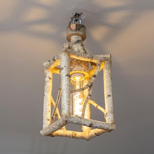 Wooden lamp, hanging, rustic style, lantern