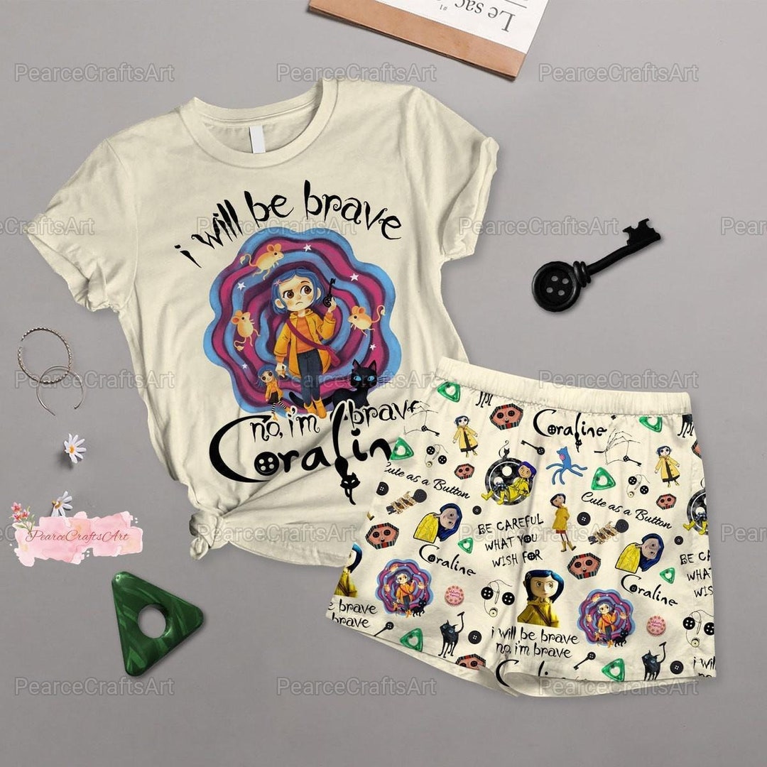 Coraline Movie Pajamas Set Coraline Doll Shirt Coraline Shorts Coraline Movie Pajamas Set Coraline Doll Shirt Coraline Shorts