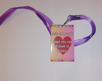 Teacher printed ID tag and lanyard