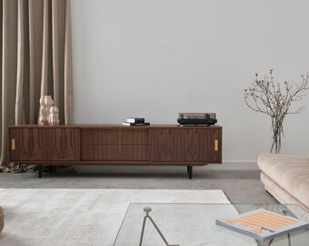 Mid-Century-Sideboard, Kommode, Kommode, Anrichte aus Walnussfurnier – Livlo O-S01