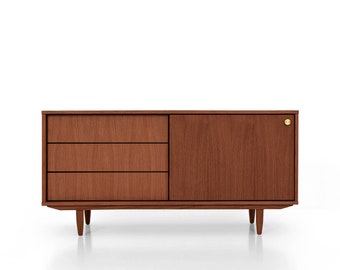 Mid-Century Sideboard, Kommode, Anrichte aus Eichen-Vaneer - Farbe Teak - Livlo T-S11