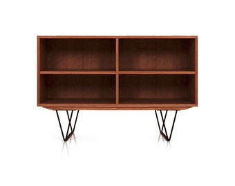 Wide and Deep Bookshelf in mid century modern style made of solid oak wood | Custom size Livlo T-R01
