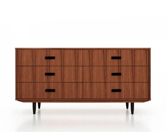 Mid-Century Sideboard, Kommode, Anrichte aus Eichen-Vaneer - Farbe Teak - Livlo T-S13