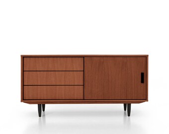 Mid-Century-Sideboard, Kommode, Kommode, Anrichte aus Eichenfurnier – Farbe Teak – Livlo T-S11