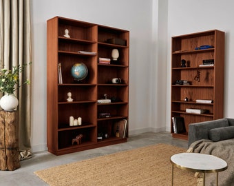 Bookcase, bookshelf made of oak vaneer - teak colour - Livlo T-R07