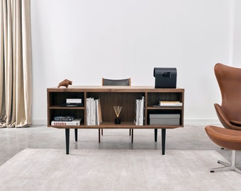 Desk in a mid-century Scandinavian style made of walnut vaneer Livlo O-B01