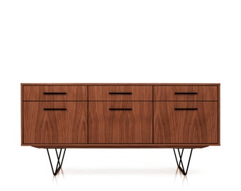 Mid-Century-Sideboard, Kommode, Kommode, Anrichte aus Eichenfurnier – Farbe Teak – Livlo T-S10