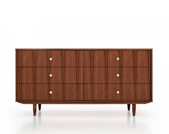 Mid-Century-Sideboard, Kommode, Kommode, Anrichte aus Eichenfurnier – Farbe Teak – Livlo T-S13