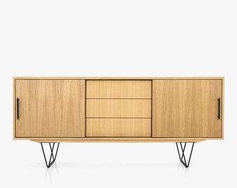 Mid-Century-Sideboard, Kommode, Kommode, Anrichte aus Eichenfurnier – Livlo D-S05