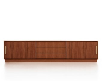 Mid-Century Sideboard, Kommode, Kommode, Sideboard aus Eichen-Vaneer - Teak Farbe - Livlo T-S02