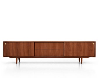 Mid Century Sideboard, Kommode, japanische Möbel, Anrichte aus Eichenfurnier - Farbe Teak - Livlo T-S01