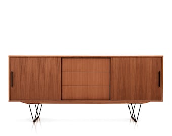 Mid-Century-Sideboard, Kommode, Kommode, Anrichte aus Eichenfurnier – Farbe Teak – Livlo T-S05