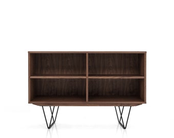 Mid-century sideboard, bookshelf, bookcase, gramophone stand, dresser, commode, credenza made of walnut vaneer - Livlo O-R01