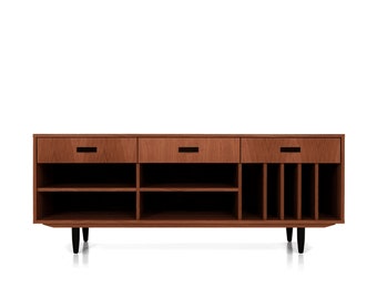 Mid-Century-Sideboard, Kommode, Kommode, Anrichte aus Eichenfurnier – Farbe Teak – Livlo T-S07