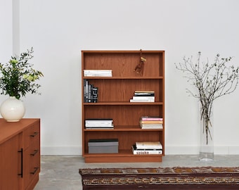 Bookcase, bookshelf made of oak vaneer - teak colour - Livlo T-R03