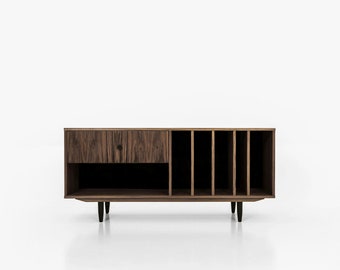 Plattenschrank, Plattenschrank, Sideboard, Kommode, Sideboard aus Nussbaum Vaneer - Livlo O-S12