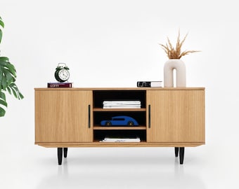 Mid-Century-Sideboard, Kommode, Kommode, Anrichte aus Eichenfurnier – Livlo D-S14