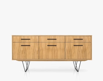 Mid-Century-Sideboard, Kommode, Kommode, Anrichte aus Eichenfurnier – Livlo D-S10