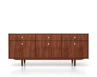 Mid-century sideboard, dresser, commode, credenza made of oak vaneer - teak colour - Livlo T-S10