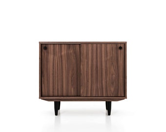 Mid-century sideboard, dresser, commode, credenza made of walnut vaneer - Livlo O-P01
