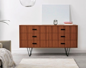 Mid-Century Sideboard, Kommode, Anrichte aus Eichen-Vaneer - Farbe Teak - Livlo T-S13