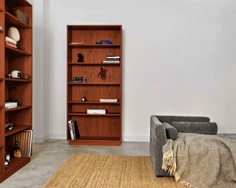 Bookcase, bookshelf made of oak vaneer - teak colour - Livlo T-R06