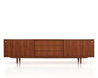 Mid-Century-Sideboard, Kommode, Kommode, Anrichte aus Eichenfurnier – Farbe Teak – Livlo T-S02